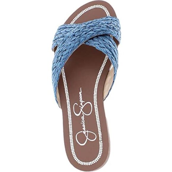 JESSICA SIMPSON Womens Blue Elaney Almond Block Heel Slip On Slide Sandals 6.5 M - Picture 3 of 3